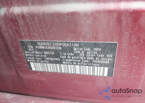 2017 Subaru Legacy 2.5I Premium z USA, uszkodzony, nr VIN 4S3BNAC63H3061238